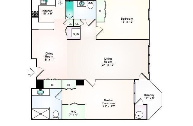 2 beds, 2 baths, 1,170 sqft, $3,700, Unit 304