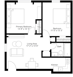 2 beds, 1 bath, 900 sqft, $2,100