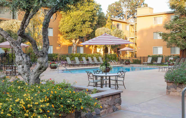 Poolside Dining Tables at The Monterey, California