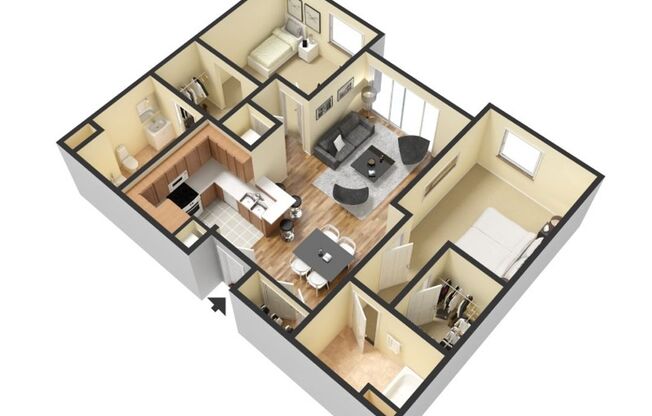 2 beds, 2 baths, 879 sqft, $3,595, Unit 201 P