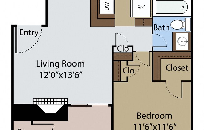 1 bed, 1 bath, 669 sqft, $1,060