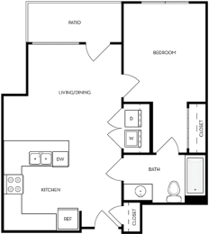 1 bed, 1 bath, 650 sqft, $1,423