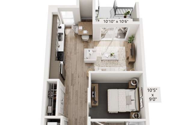Studio, 1 bath, 612 sqft, $1,490, Unit 8421-223