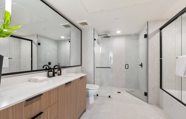 A-layout bathroom with separate shower and tub