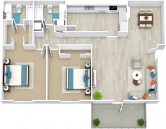 2 beds, 2 baths, 1,200 sqft, $1,381