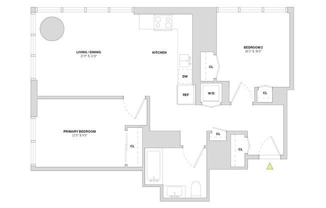 2 beds, 1 bath, $7,305, Unit 40N