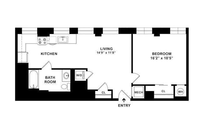 1 bed, 1 bath, 716 sqft, $2,345, Unit H-613