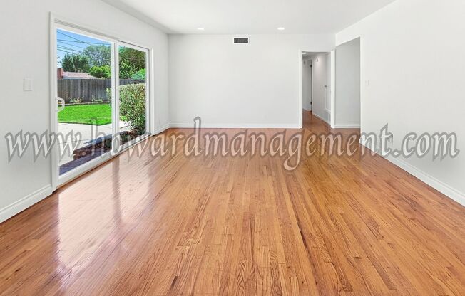 One level home with central A/C and grand backyard with pool.