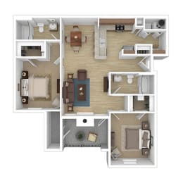 2 beds, 2 baths, 991 sqft, $1,553