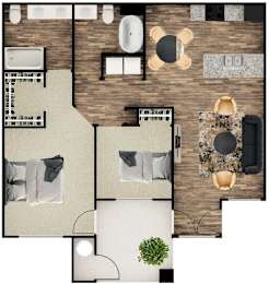 2 beds, 2 baths, 1,196 sqft, $1,684