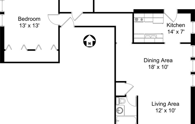 1 bed, 1 bath, 875 sqft, $2,550, Unit 1335 3A