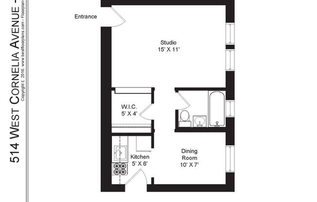 Studio, 1 bath, 445 sqft, $1,550, Unit 514-104