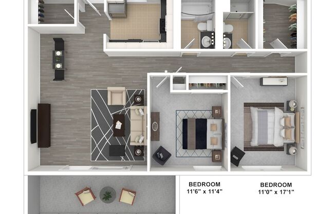 2 beds, 2 baths, 1,032 sqft, $1,775, Unit 909 (Renovated)