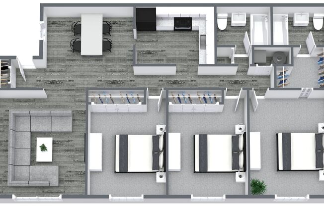 3 beds, 2 baths, 1,278 sqft, $1,279, Unit ALT3349D