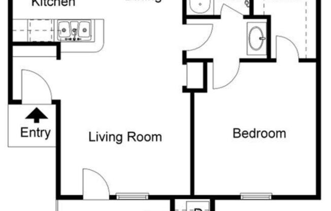 1 bed, 1 bath, 540 sqft, $1,117