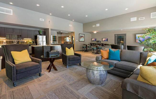 Posh Lounge Area In Clubhouse at Woodland Hills Apartments, Colorado, 80918