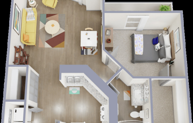 1 bed, 1 bath, 727 sqft, $1,299