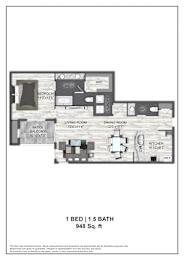 1 bed, 1.5 baths, $1,752