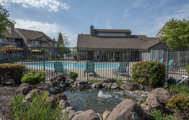 Canterbury Downs swimming pool fence and fountain, Roseville, CA, 95678