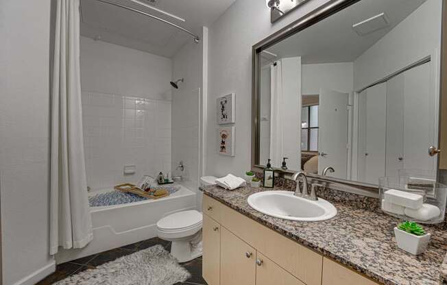 Bathroom With Bathtub at Vue Fitzhugh, Dallas, Texas