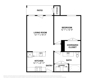 1 bed, 1 bath, 634 sqft, $998