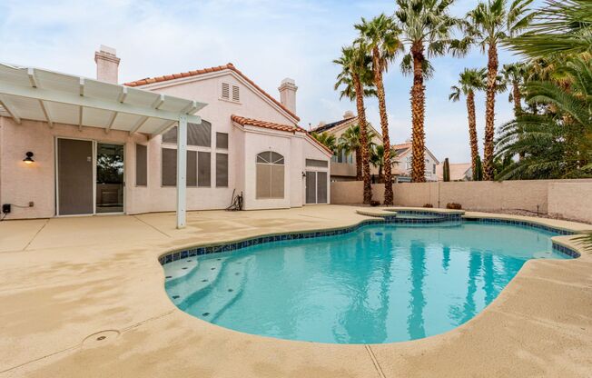 SUMMERLIN- BEAUTIFUL-UPGRADED- PRIMARY SUITE DOWNSTAIRS+ 2 BDRMS UP WITH OFFICE & POOL!