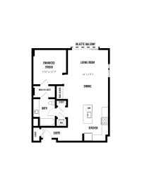 Studio, 1 bath, 845 sqft, $1,726