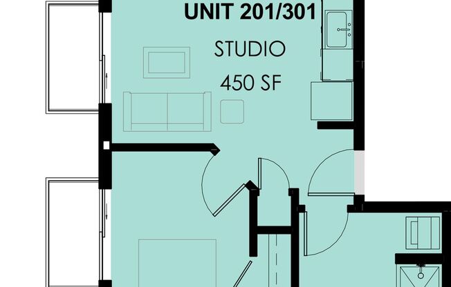 1 bed, 1 bath, 450 sqft, $1,925, Unit 430-301