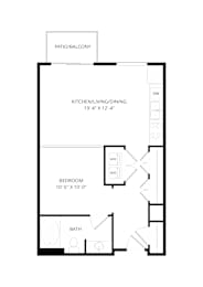 Studio, 1 bath, 644 sqft, $1,440