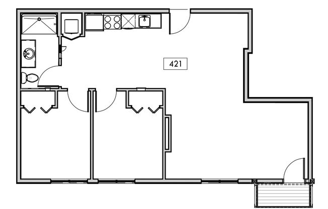 2 beds, 1 bath, 660 sqft, $2,245, Unit 421