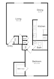 1 bed, 1 bath, 725 sqft, $1,596