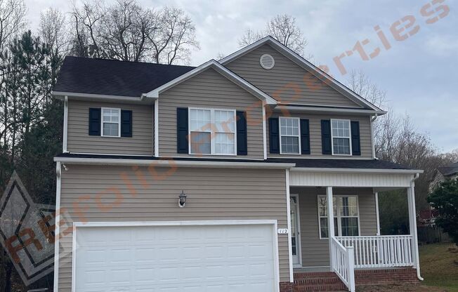 Great News! Application Fee will be credited towards your first month's rent upon lease signing. Wonderful 4 Bedroom 2.5 Bath, With Fresh Paint and New SS Appliances, 2 Car-Garage Home with Deck in Cul-de-sac @ Taylors Creek, Raleigh, Available Now!