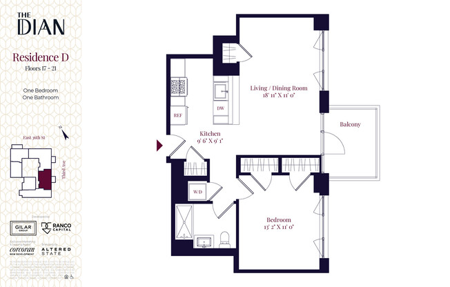 1 bed, 1 bath, $7,825, Unit 17D