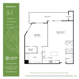 1 bed, 1 bath, 1,447 sqft, $4,360