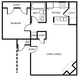 1 bed, 1 bath, 670 sqft, $1,206