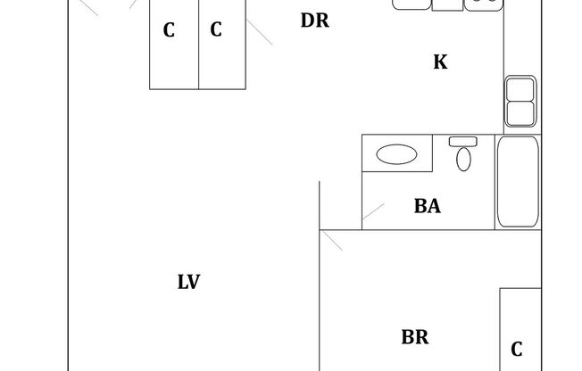 1 bed, 1 bath, 700 sqft, $889