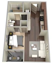 Studio, 1 bath, 482 sqft, $1,191