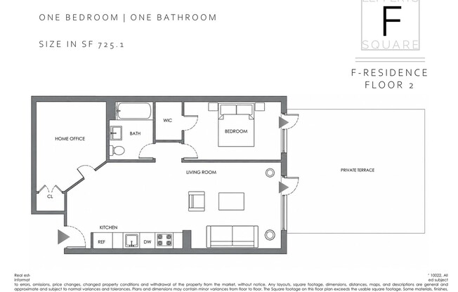 1 bed, 1 bath, $3,546, Unit 2F_TERRACE