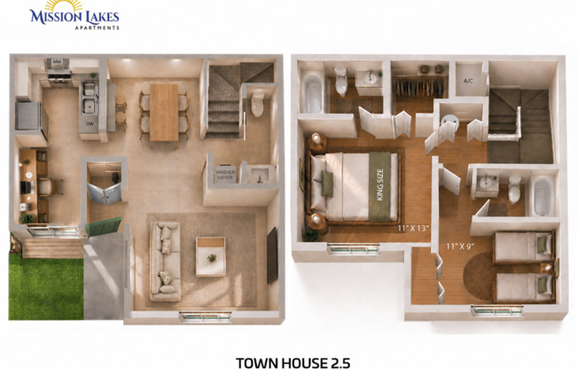 2 beds, 2.5 baths, 1,250 sqft, $2,310, Unit 6860-109