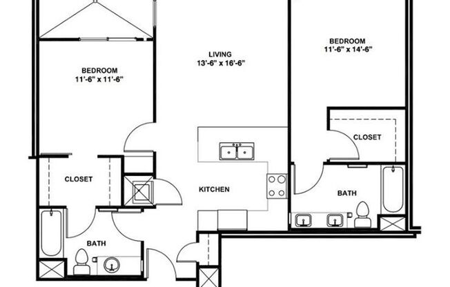 2 beds, 2 baths, 1,070 sqft, $3,450, Unit 505