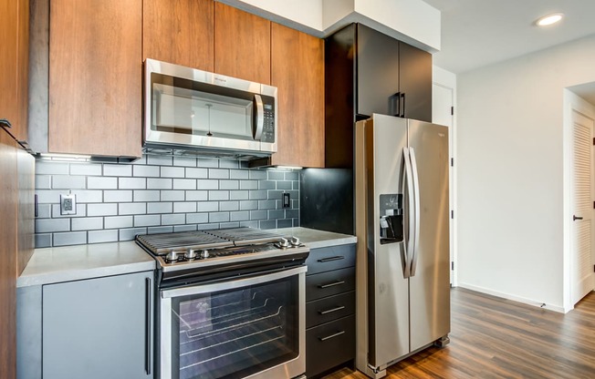 Kitchen with stainless steel appliances