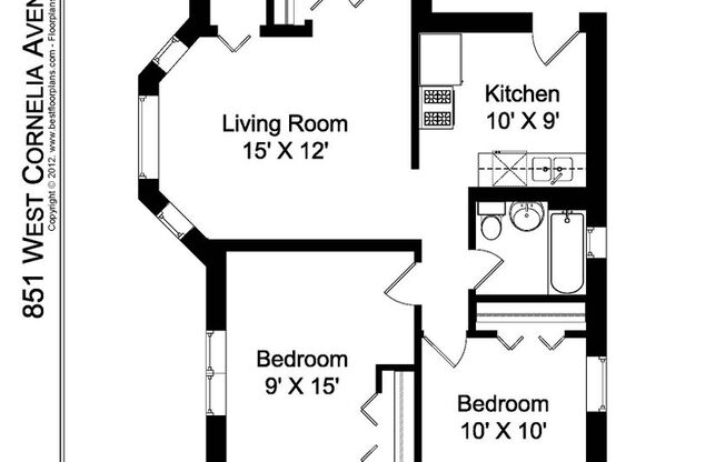 2 beds, 1 bath, 725 sqft, $2,695, Unit 851-1S