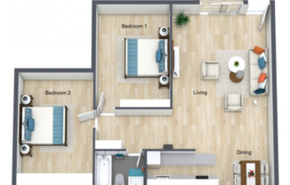 2 beds, 1 bath, 860 sqft, $1,595, Unit 43