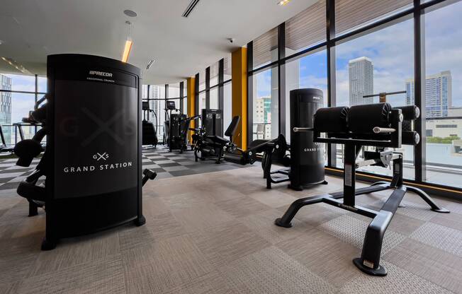 Grand Station | Miami | Gym with Floor-to-Ceiling Windows
