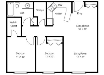 2 beds, 1 bath, 1,008 sqft, $1,193