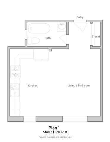 Studio, 1 bath, 392 sqft, $1,745