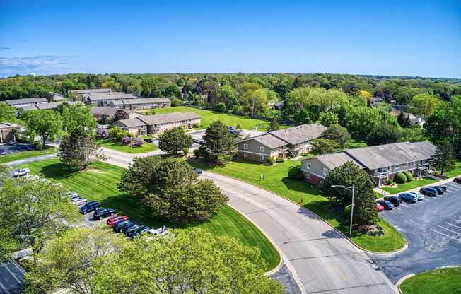 Drone View at Glen Hills Apartments, Glendale, Wisconsin