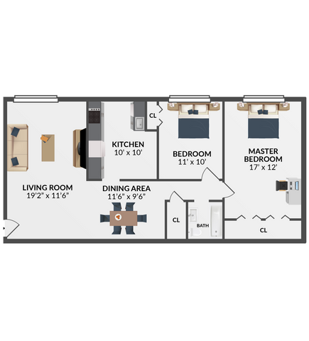 2 beds, 1 bath, 876 sqft, $1,525