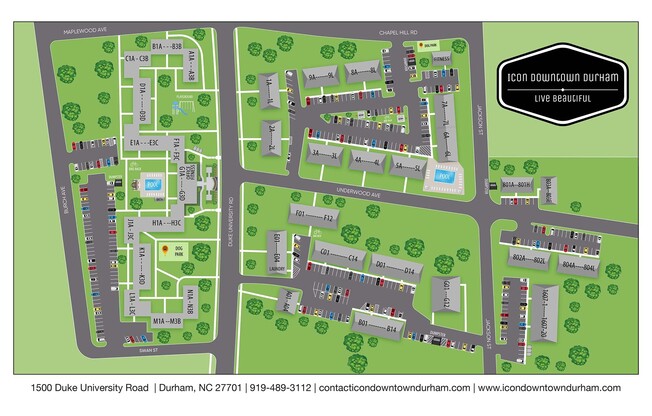Explore the layout of Icon Downtown Durham, showcasing our beautiful community and amenities. From spacious living areas to serene outdoor spaces, this property is designed for modern living. Take the next step to your new home today!