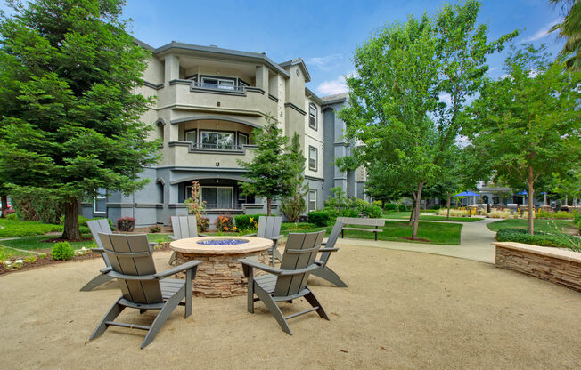 Outdoor Fire Pit Area with Seating | Sacramento CA Apartments for Rent | Broadleaf Apartments
